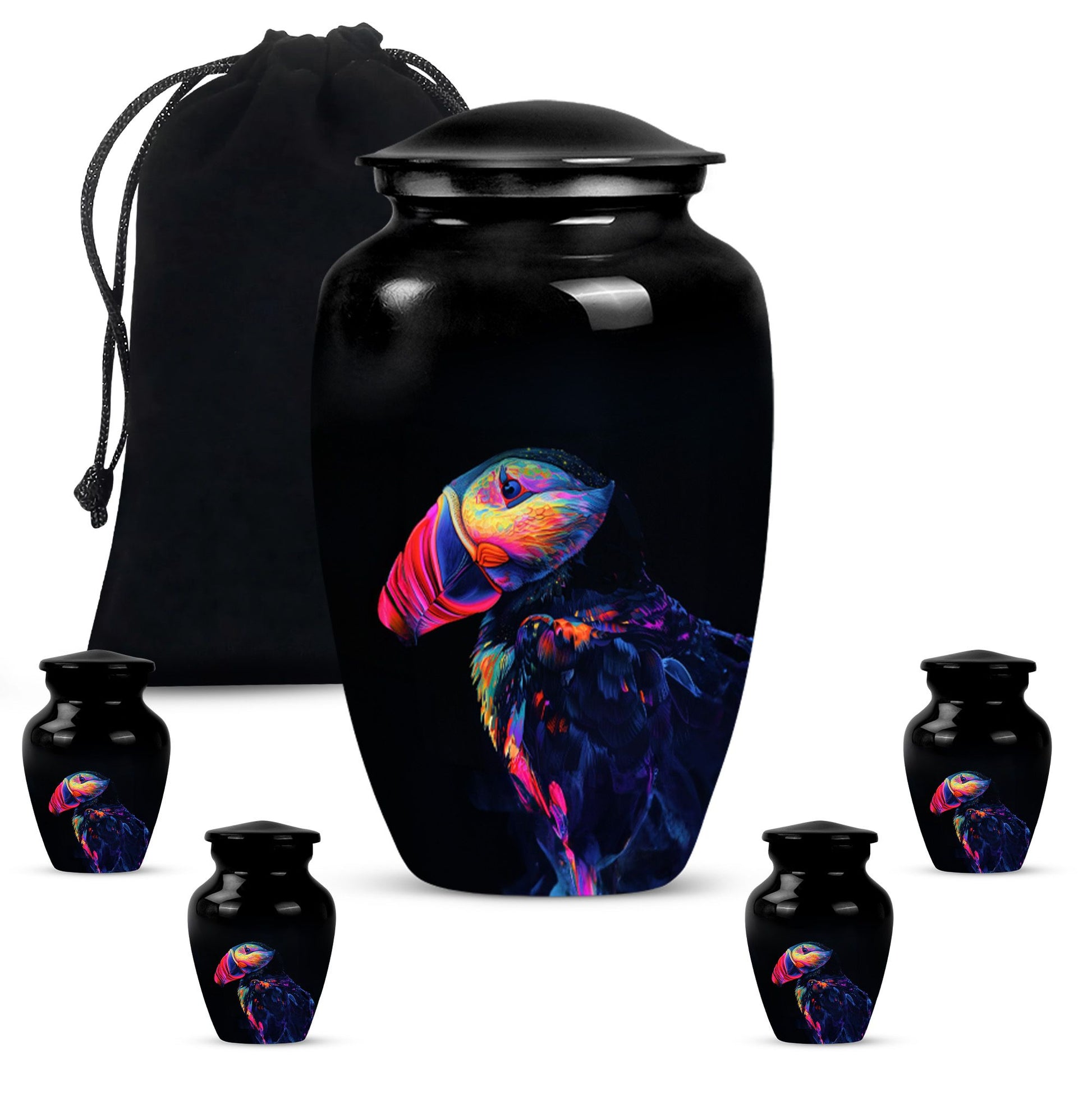 Puffin bird themed classic cremation urn