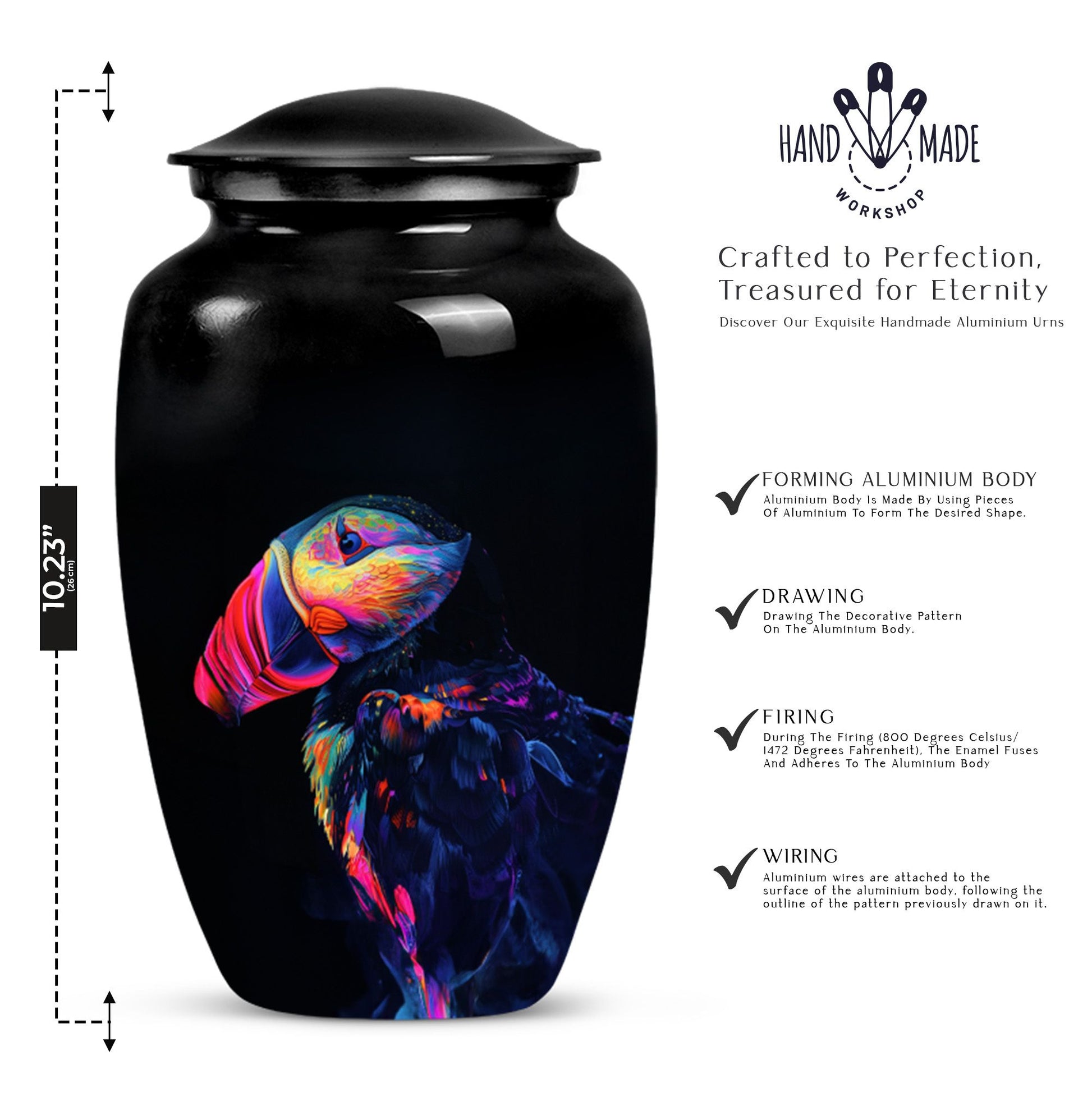 Puffin bird themed classic cremation urn