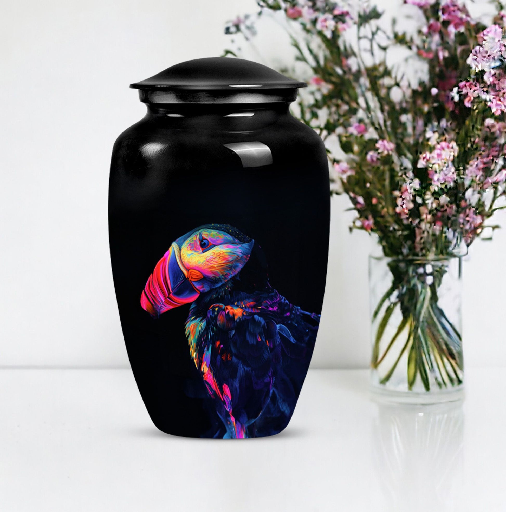 Puffin bird themed classic cremation urn