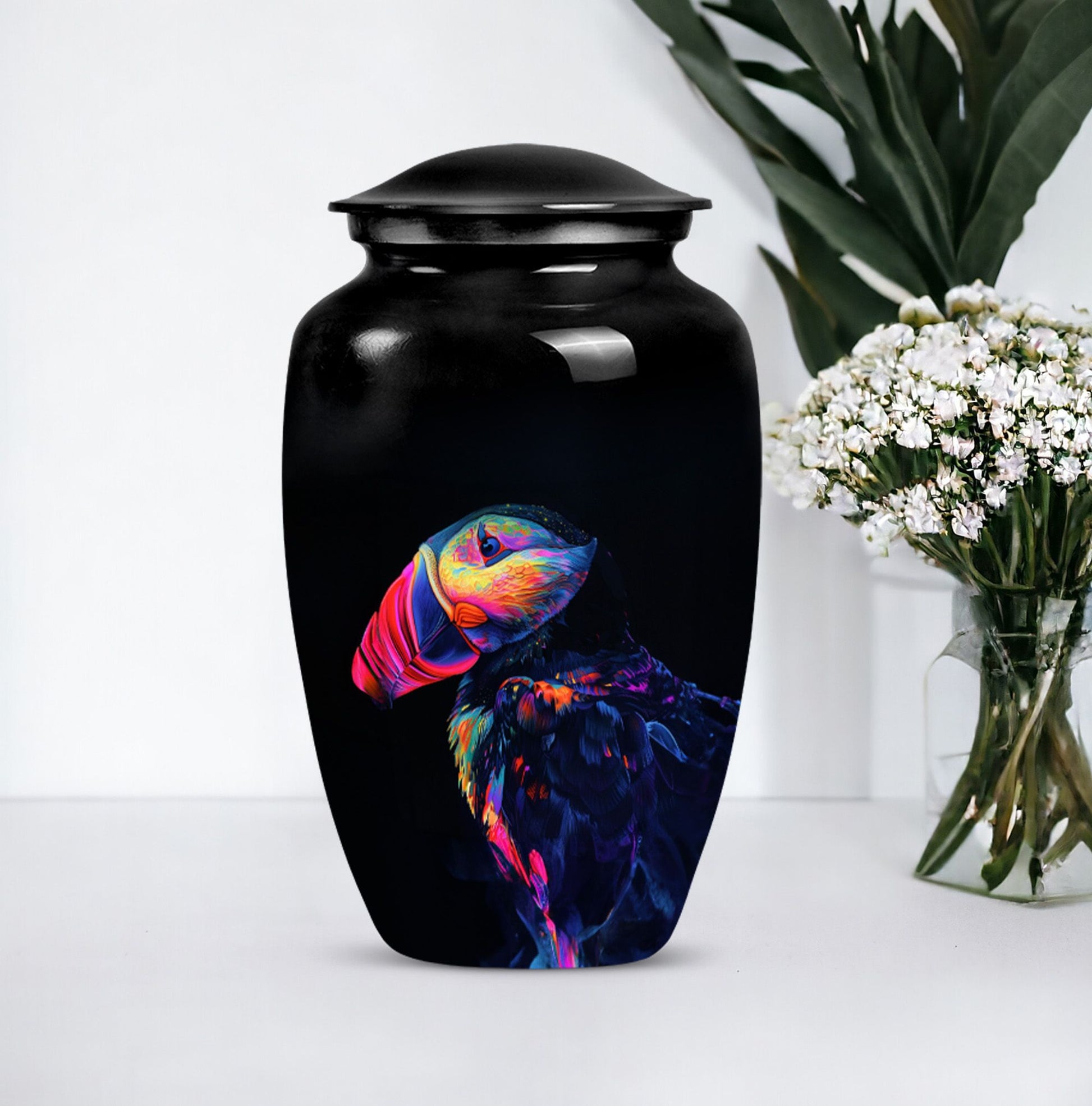 Puffin bird themed classic cremation urn