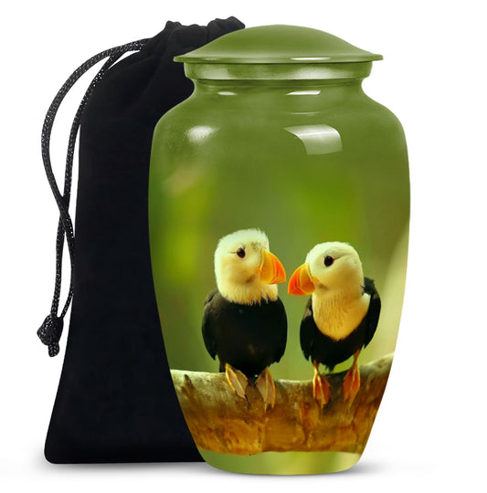 10-inch Puffin bird urn for human ashes.