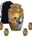 Humming bird design urn.