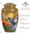 Humming bird design urn.