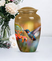 Humming bird design urn.