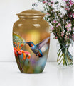 Humming bird design urn.