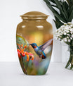 Humming bird design urn.