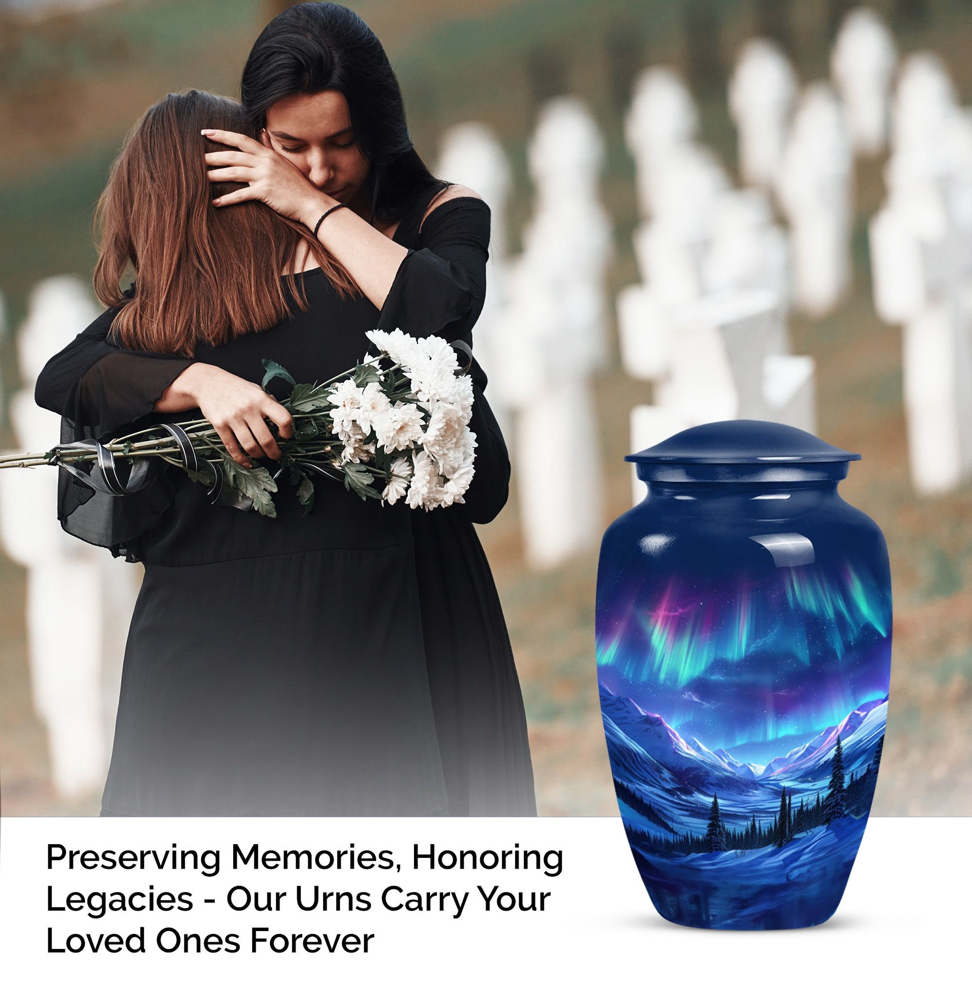 AURORA Urn 10-inch classic aluminium urn for human ashes