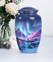 Aurora Borealis Urn, classic aluminium design.