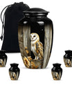 classic barn owl urn for adult human ashes.