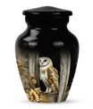 classic barn owl urn for adult human ashes.