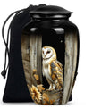 classic barn owl urn for adult human ashes.