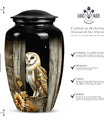 classic barn owl urn for adult human ashes.