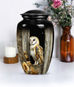 classic barn owl urn for adult human ashes.