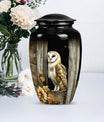 classic barn owl urn for adult human ashes.