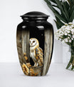 classic barn owl urn for adult human ashes.