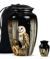 classic barn owl urn for adult human ashes.