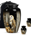 classic barn owl urn for adult human ashes.