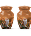 10-inch classic barn owl urn for human ashes.