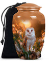 10-inch classic barn owl urn for human ashes.