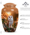 10-inch classic barn owl urn for human ashes.