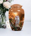 10-inch classic barn owl urn for human ashes.