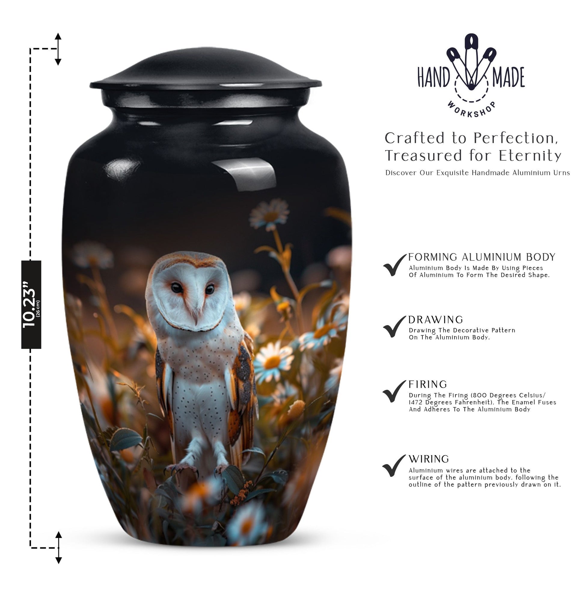 10-inch classic barn owl urn cremation urn for adult ashes 