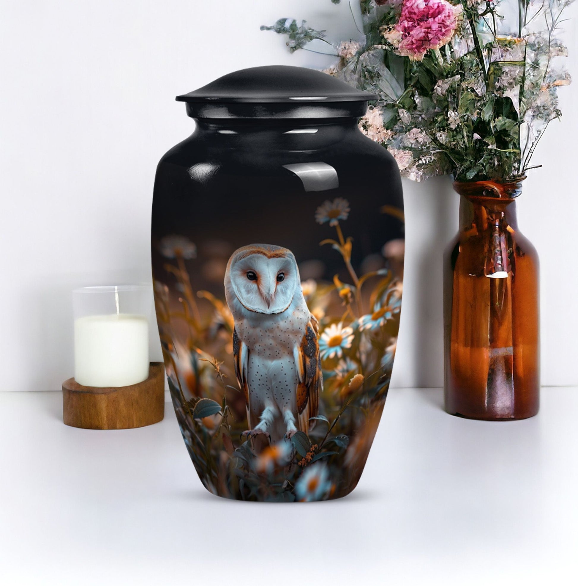 10-inch classic barn owl urn cremation urn for adult ashes 