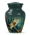 10 inch aluminium classic barn owl urn for human ashes.