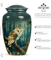 10 inch aluminium classic barn owl urn for human ashes.