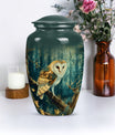 10 inch aluminium classic barn owl urn for human ashes.