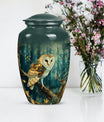 10 inch aluminium classic barn owl urn for human ashes.