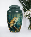 10 inch aluminium classic barn owl urn for human ashes.