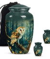 10 inch aluminium classic barn owl urn for human ashes.