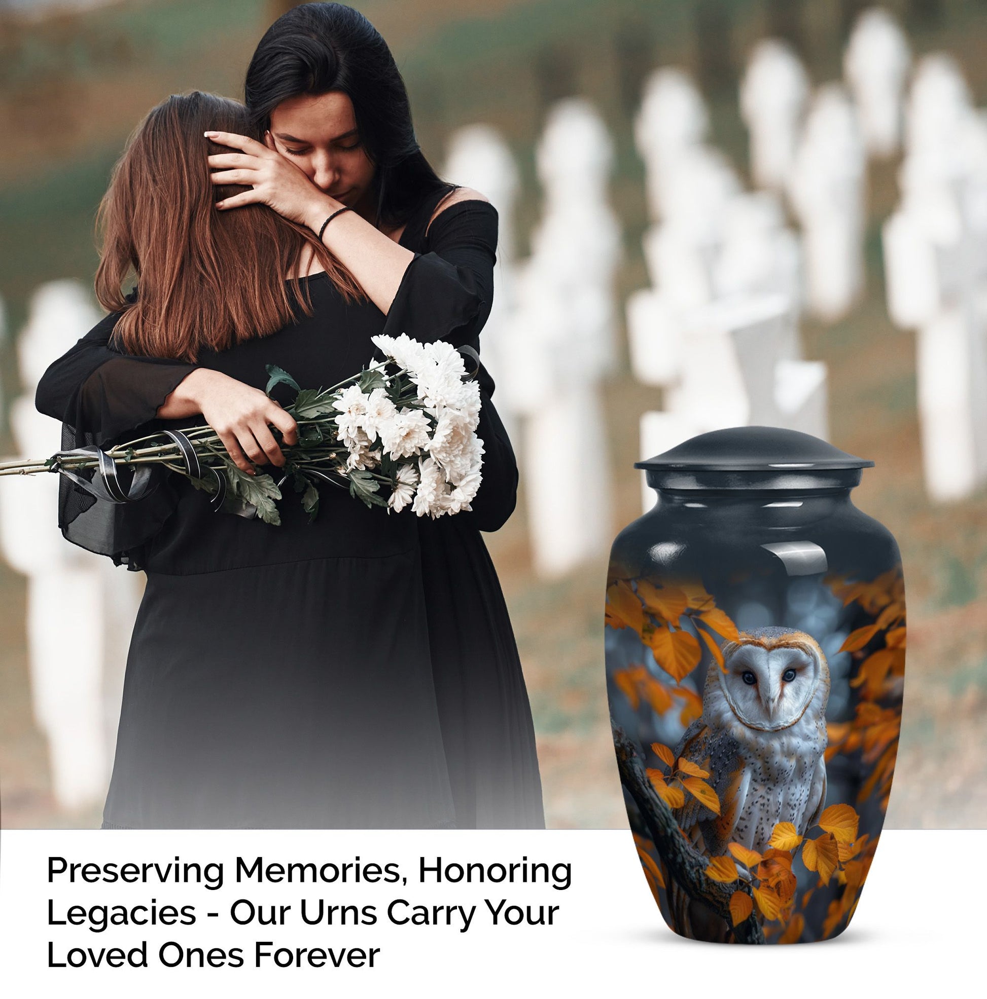 owl design urn for adult women's ashes