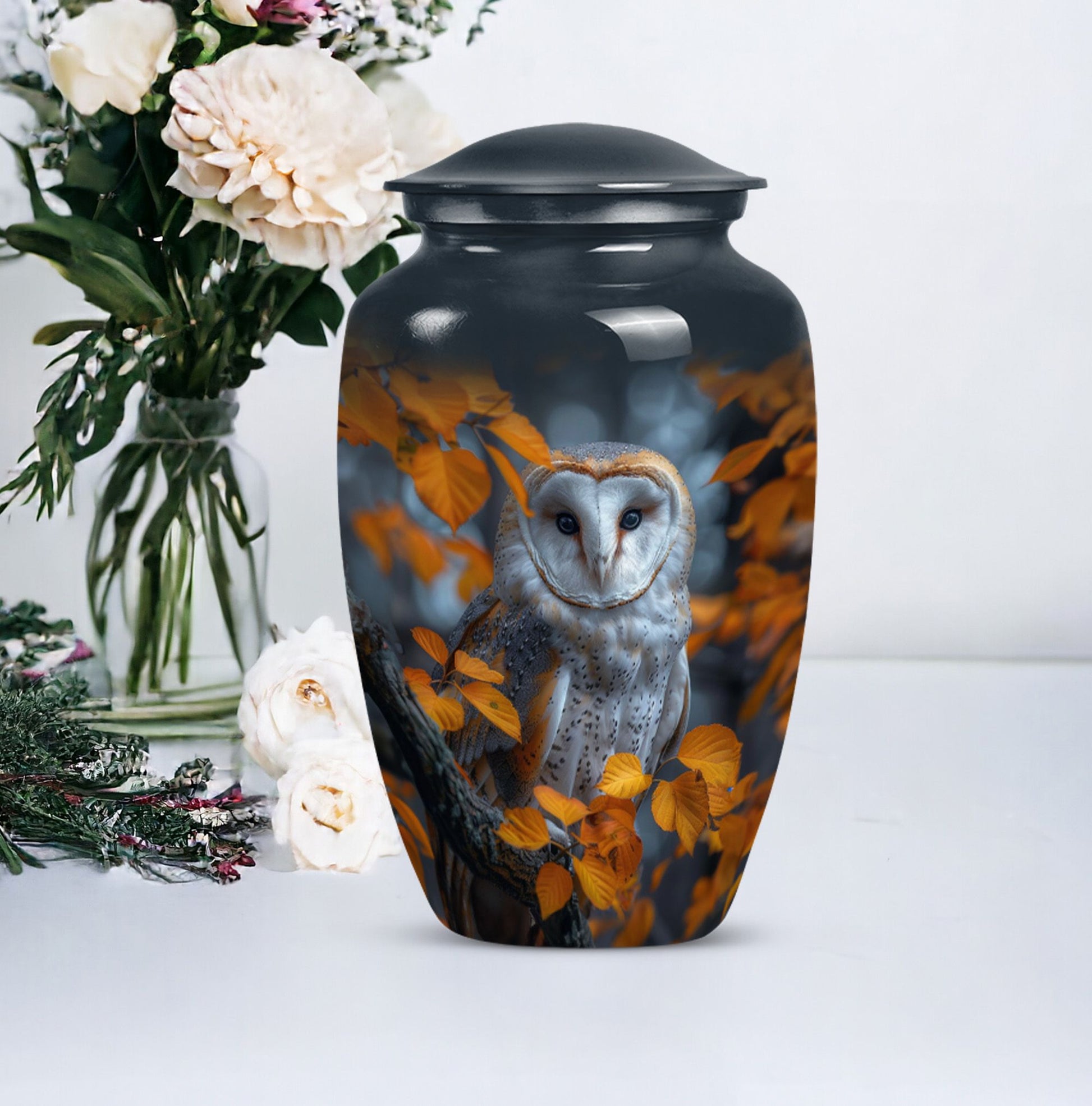 owl design urn for adult women's ashes