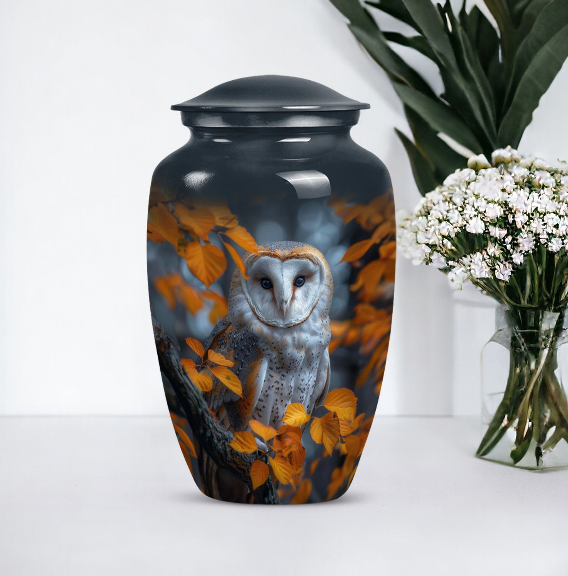 owl design urn for adult women's ashes