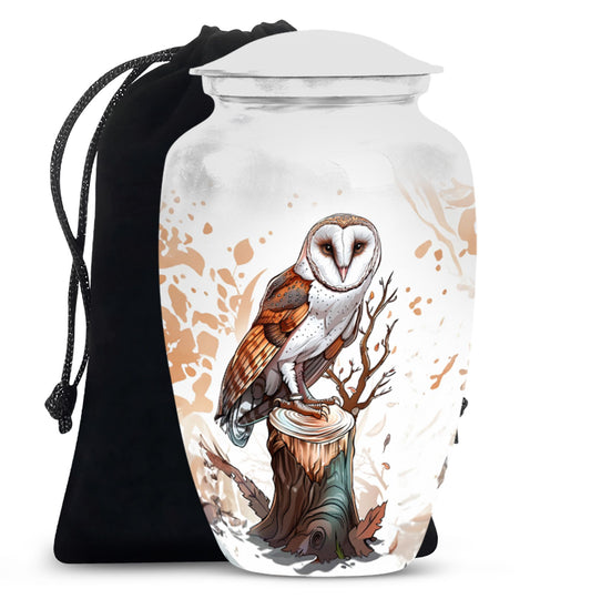 Classic 10-inch barn owl urn.