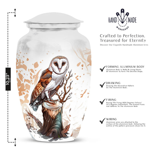 Classic 10-inch barn owl urn.