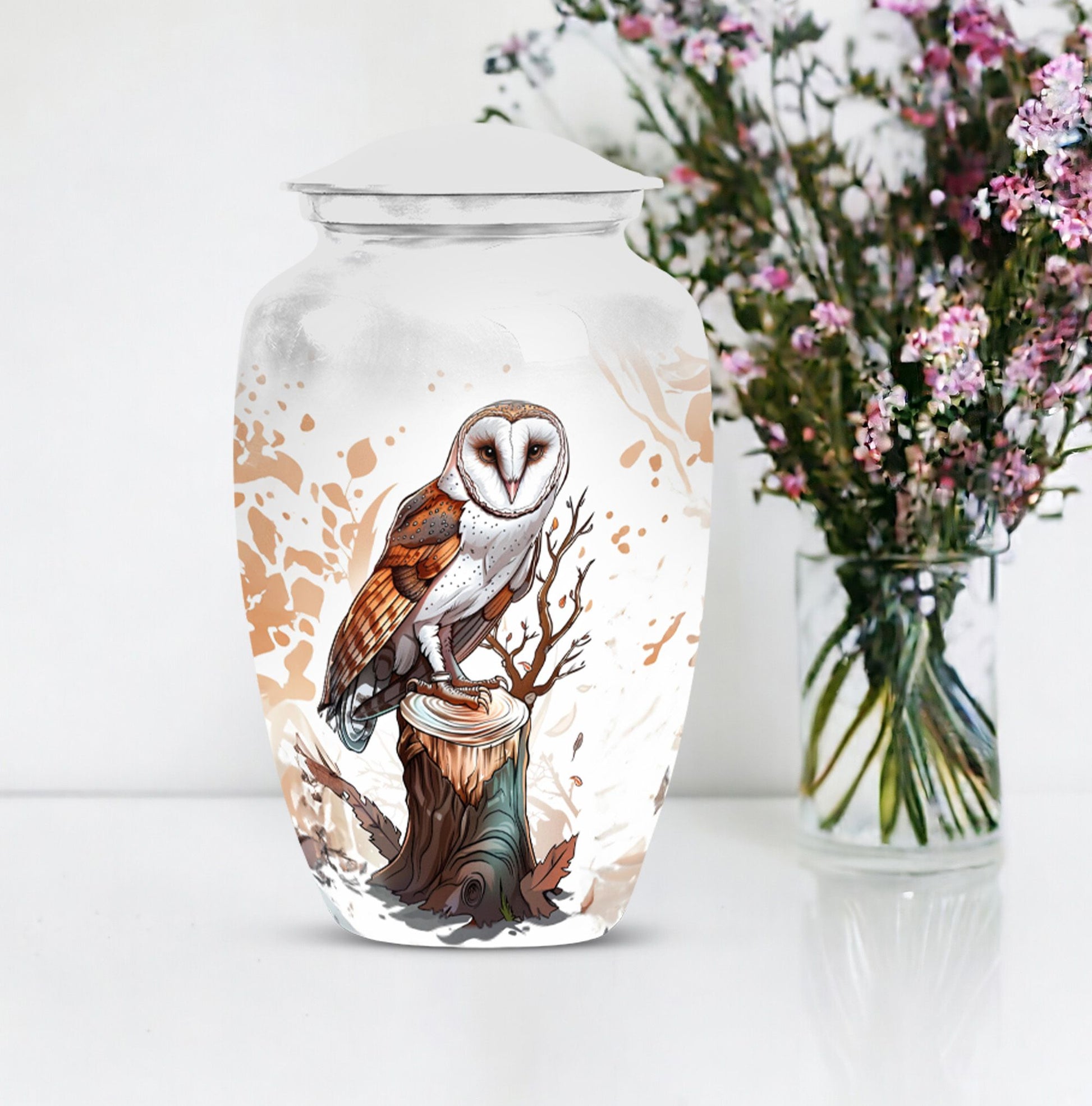 Classic 10-inch barn owl urn.