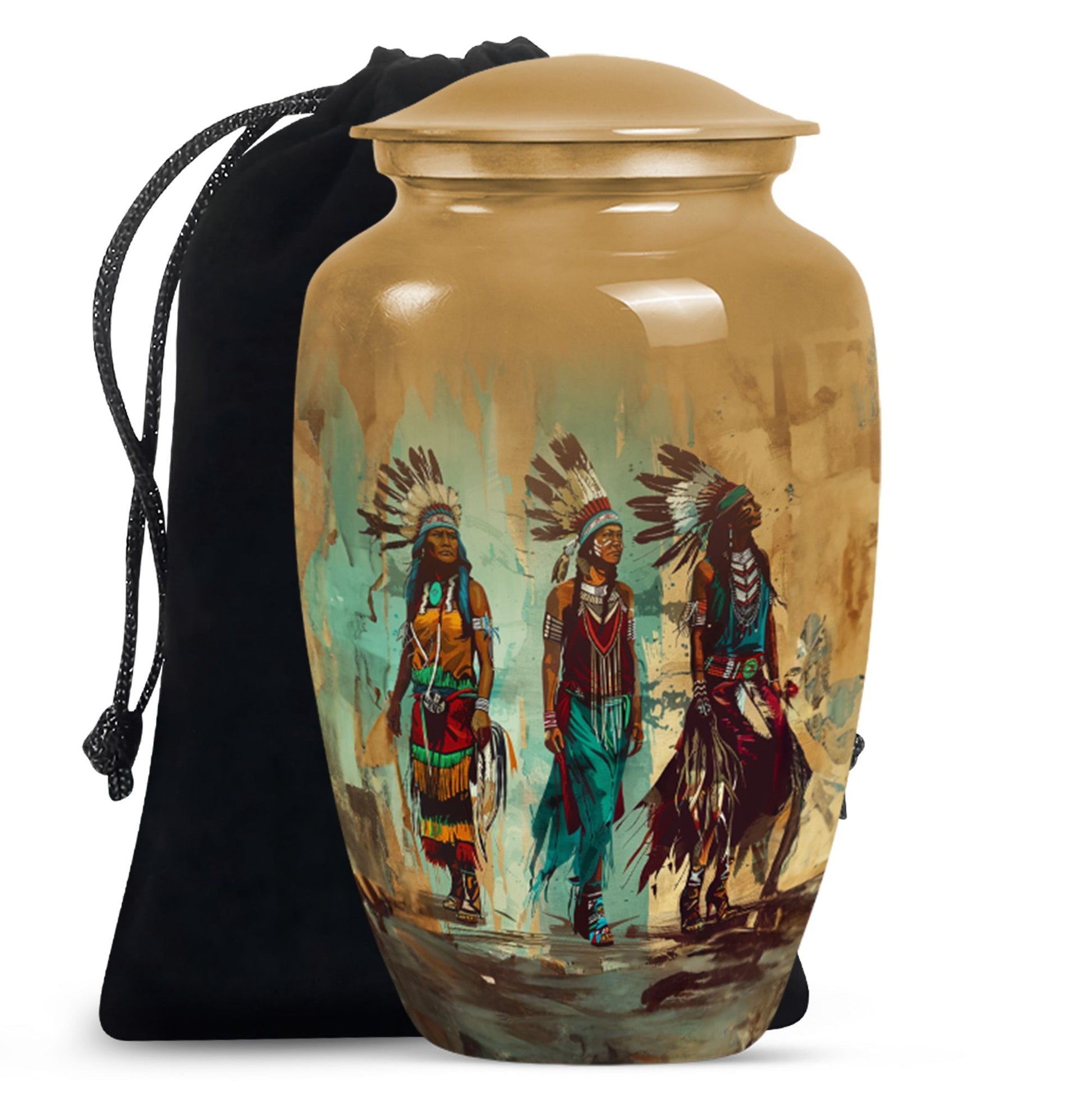 Abstract designed native american urn, 10-inch classic 