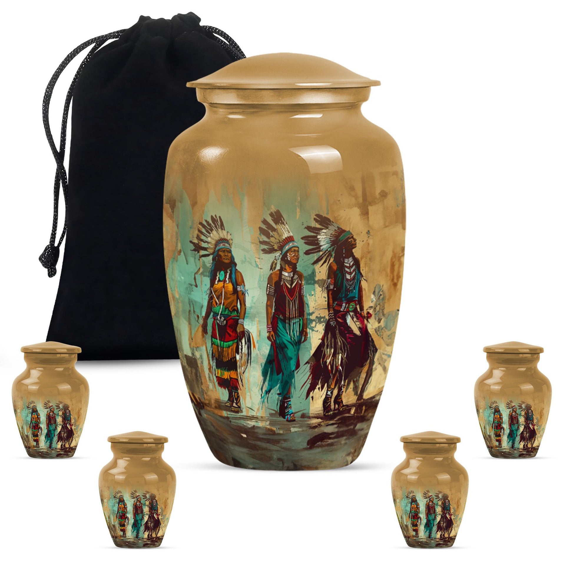 Abstract designed native american urn, 10-inch classic 