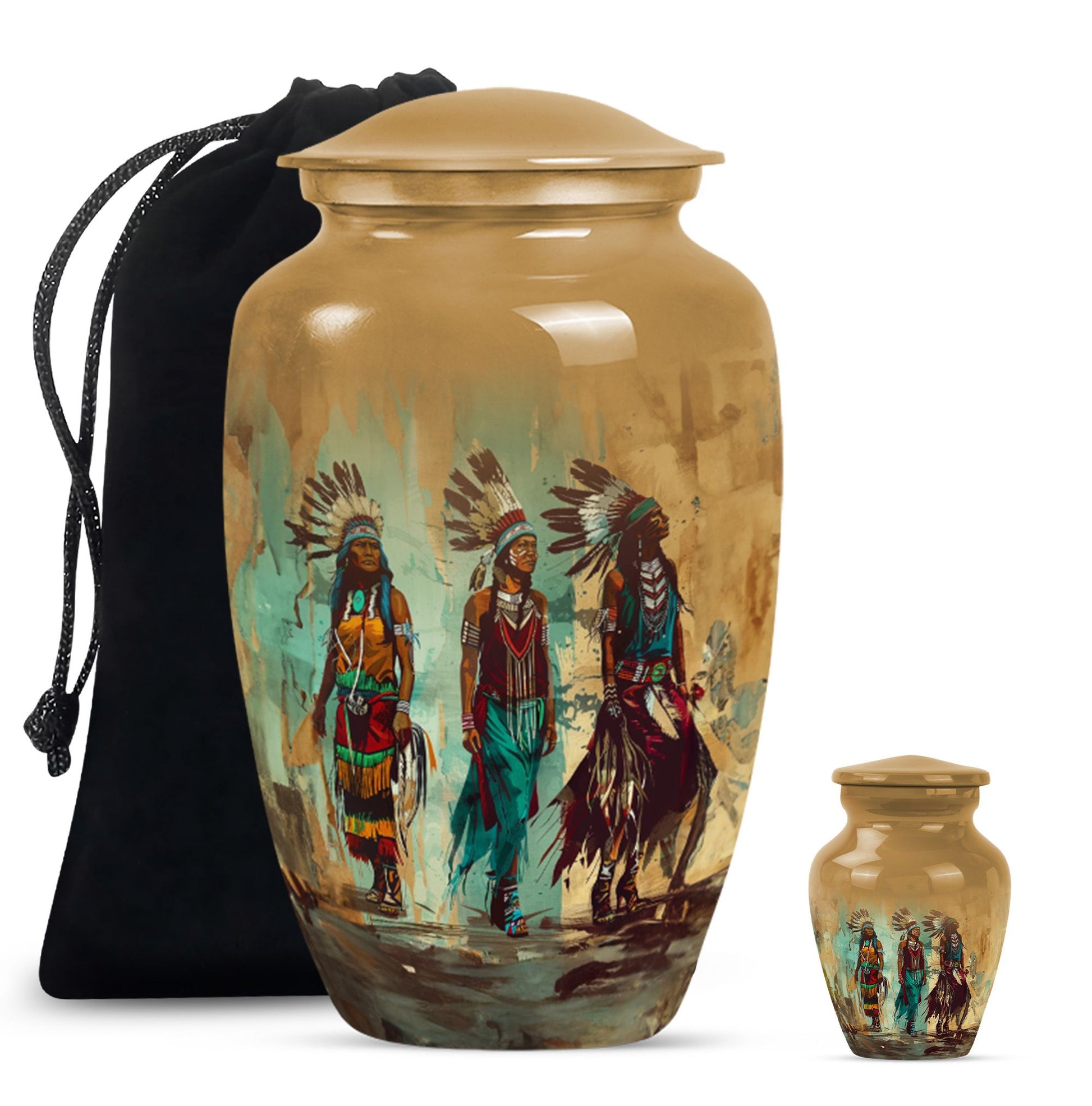 Abstract designed native american urn, 10-inch classic 