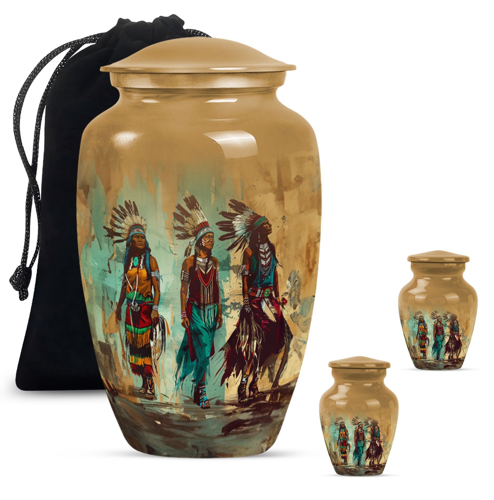 Abstract designed native american urn, 10-inch classic 