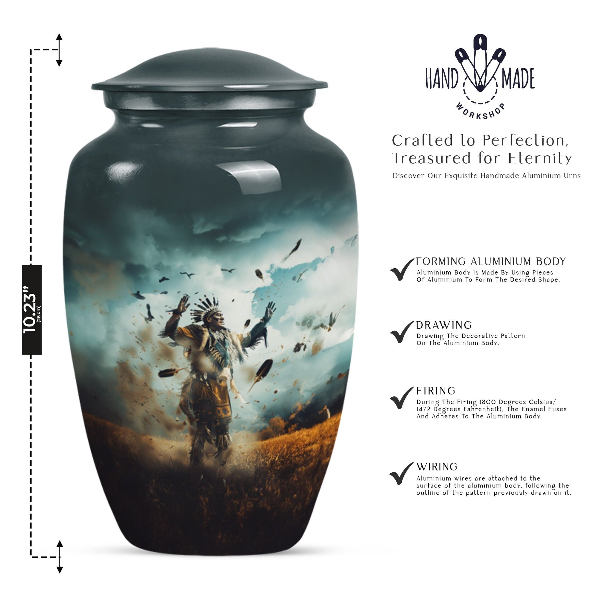 10-inch native american urn for memorial burials, 