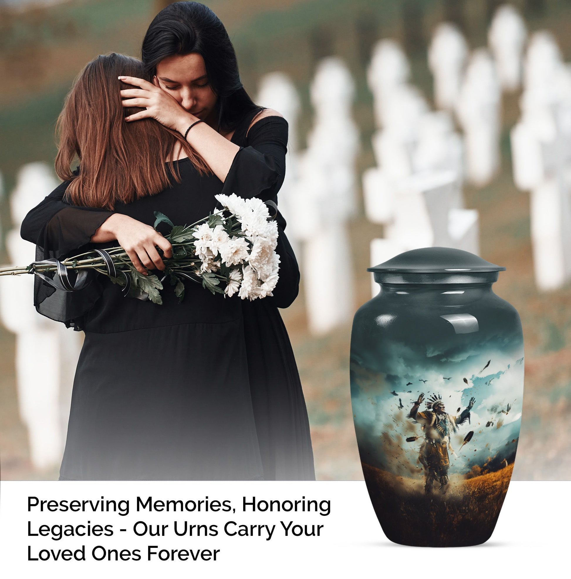 10-inch native american urn for memorial burials, 