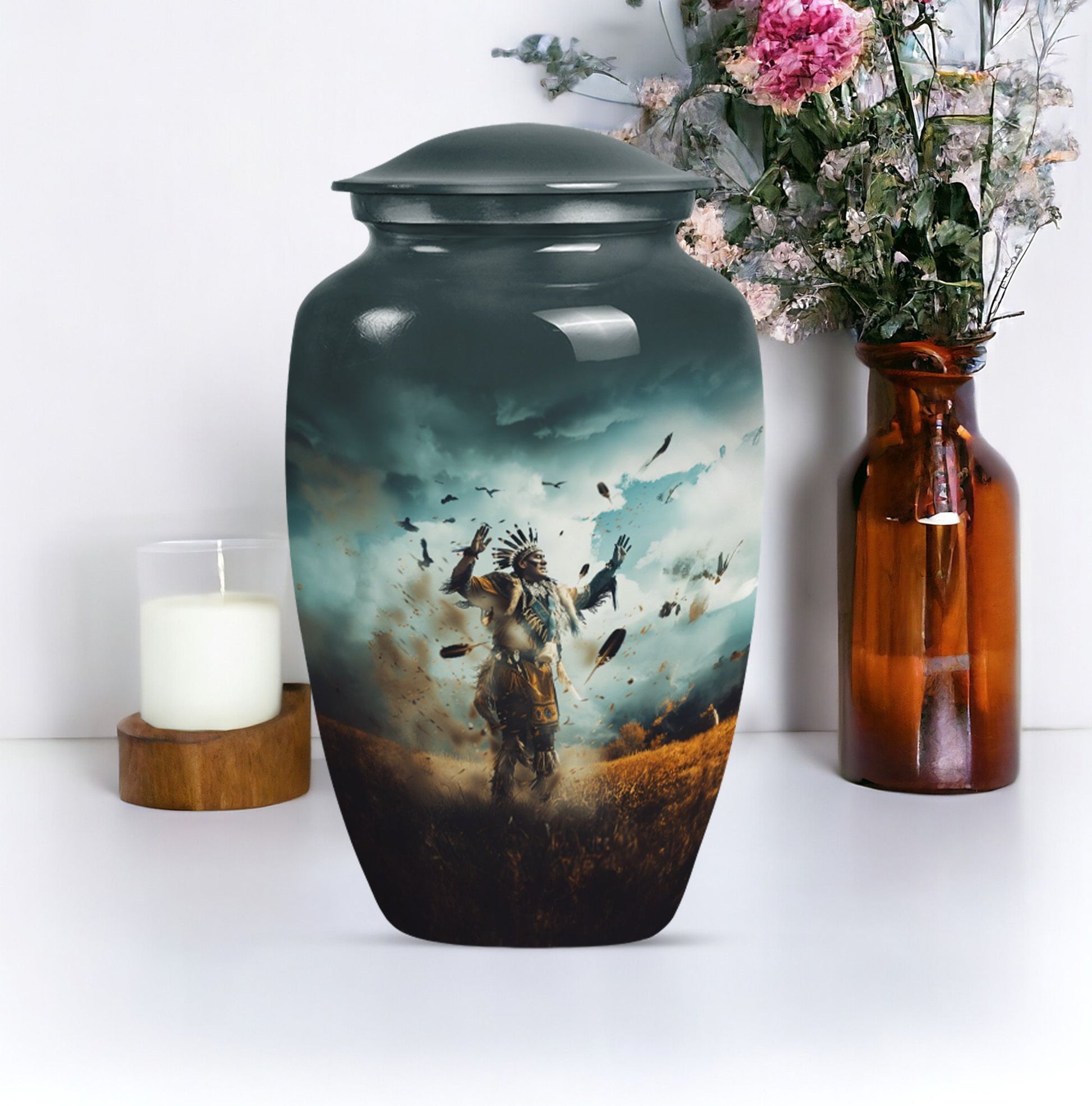 10-inch native american urn for memorial burials, 