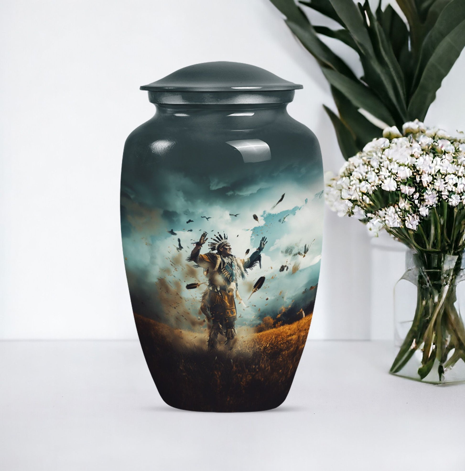 10-inch native american urn for memorial burials, 