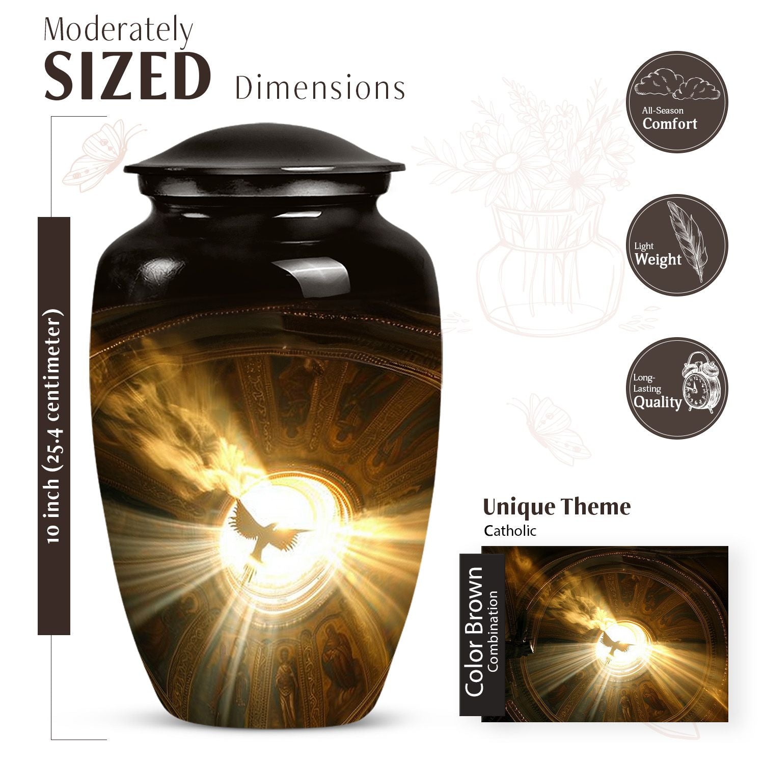  Catholic Urn for Adult Male Ashes, 