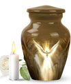 Classic catholic urn, medium-sized cremation container.