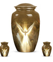 Classic catholic urn, medium-sized cremation container.